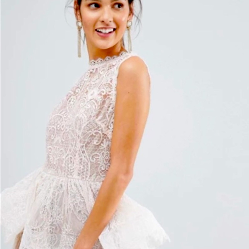 Bronx & Banco light pink Florence lace mini dress